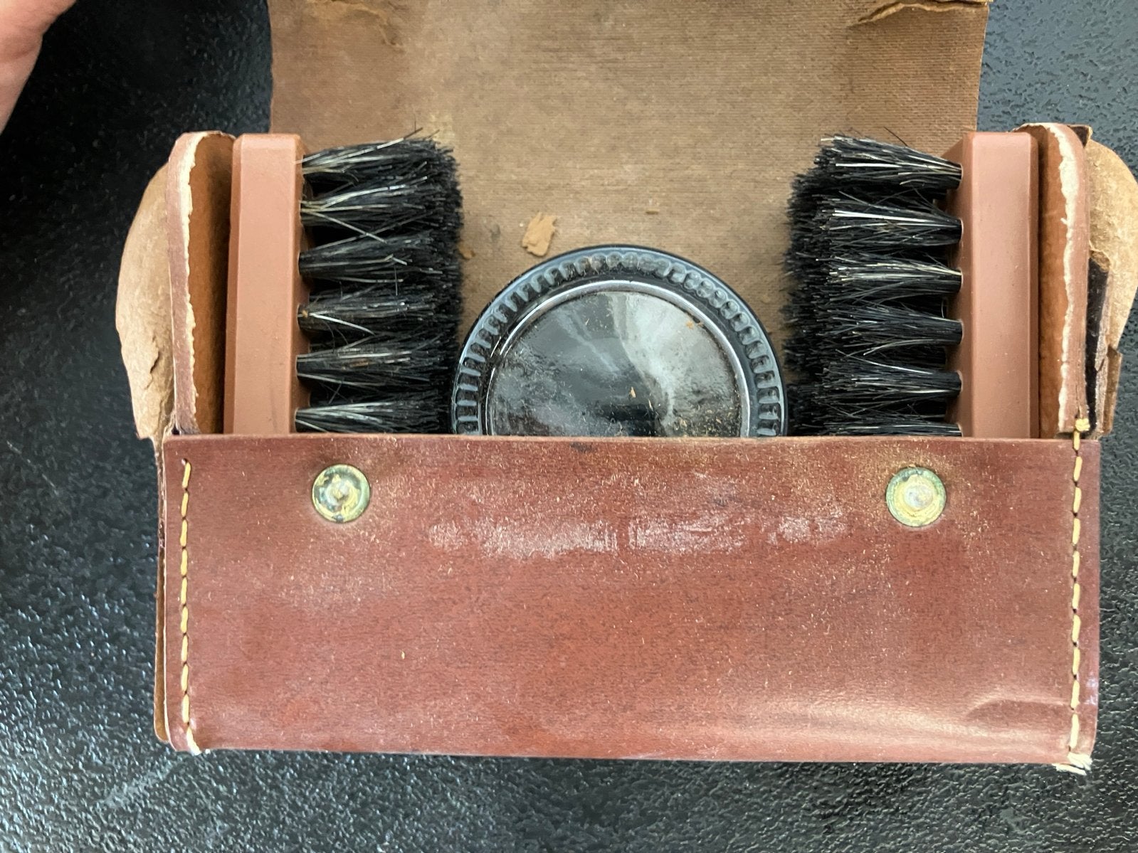 Vintage schoenpoets set in etui, Ophalen of Verzenden