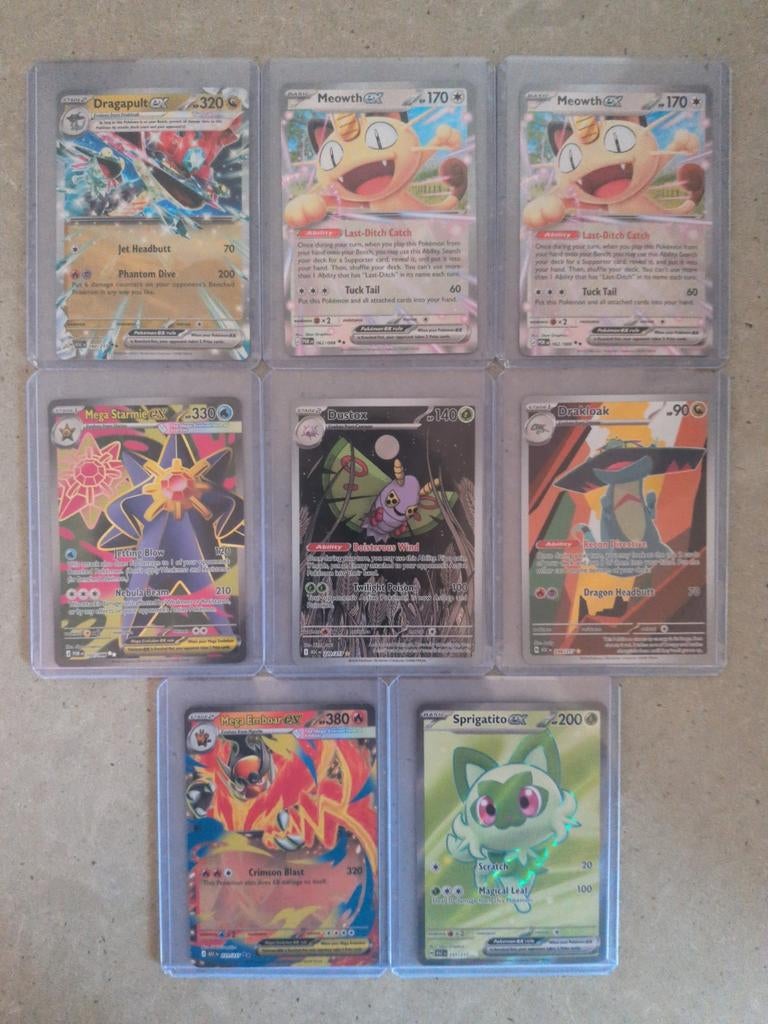 Pokémon Kaarten Collectie: Dragapult, Meowth, Starmie, etc., Ophalen of Verzenden, Zo goed als nieuw, Meerdere kaarten