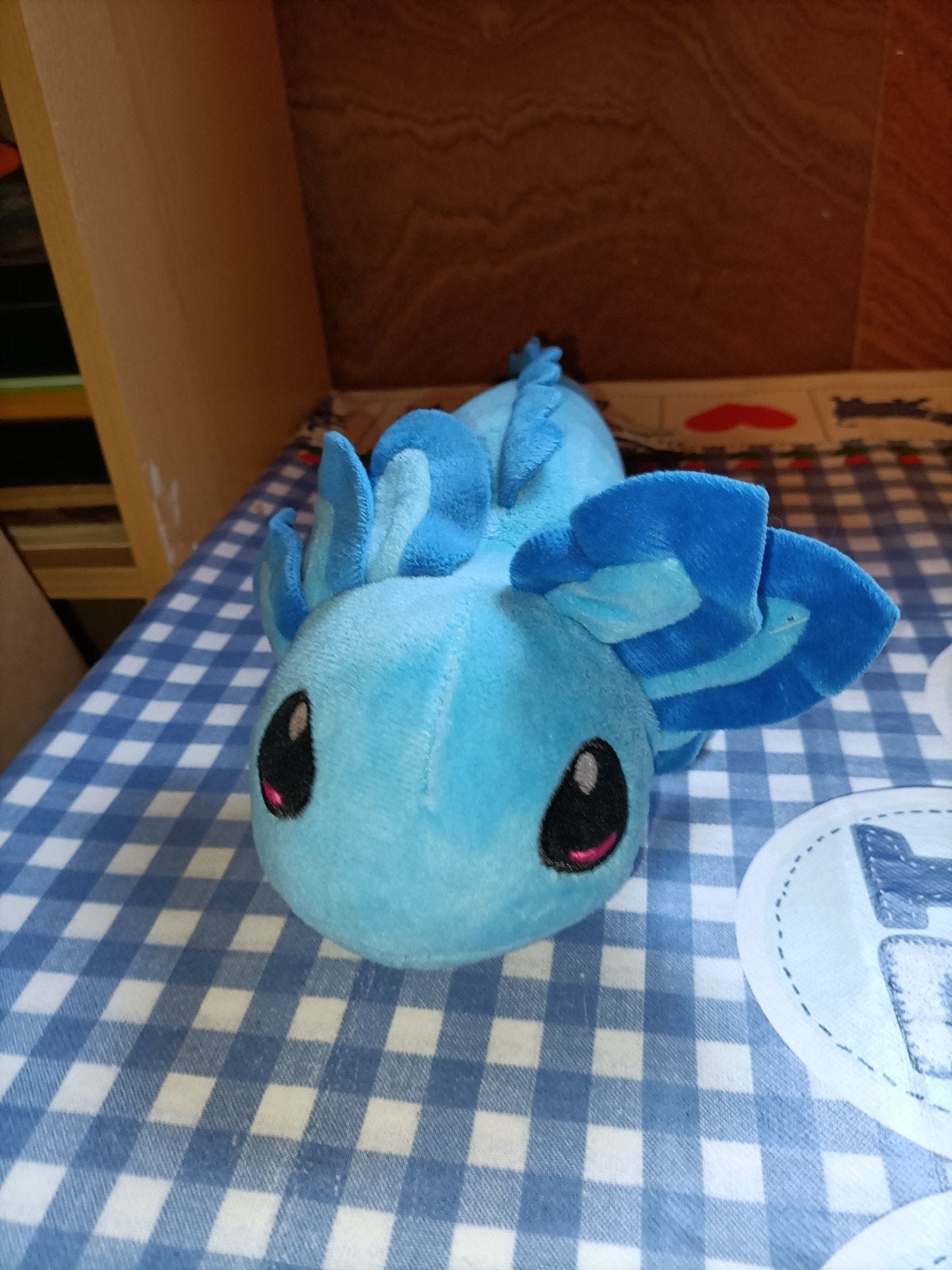 Axoloti knuffel blauw berentoys 43 cm groot, Ophalen of Verzenden, Zo goed als nieuw