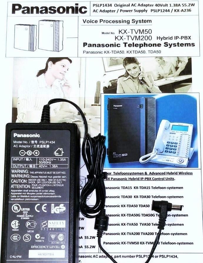 Panasonic PSLP1434 KX-A236 Adapter 40V 1.38A KX-TDA PSLP1244, Ophalen of Verzenden, Zo goed als nieuw, Toebehoren