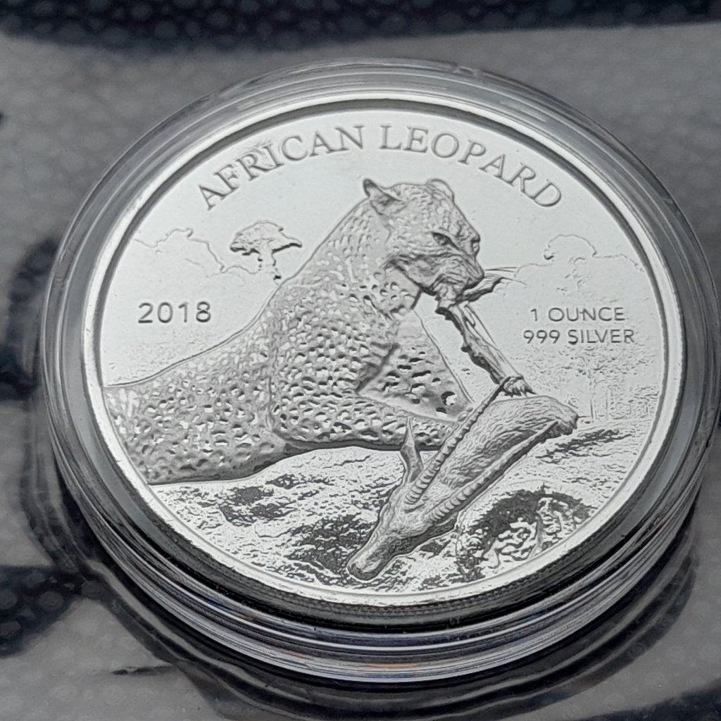 2018 African Leopard Ghana 1 oz silver, Ophalen of Verzenden, Overige landen, Zilver