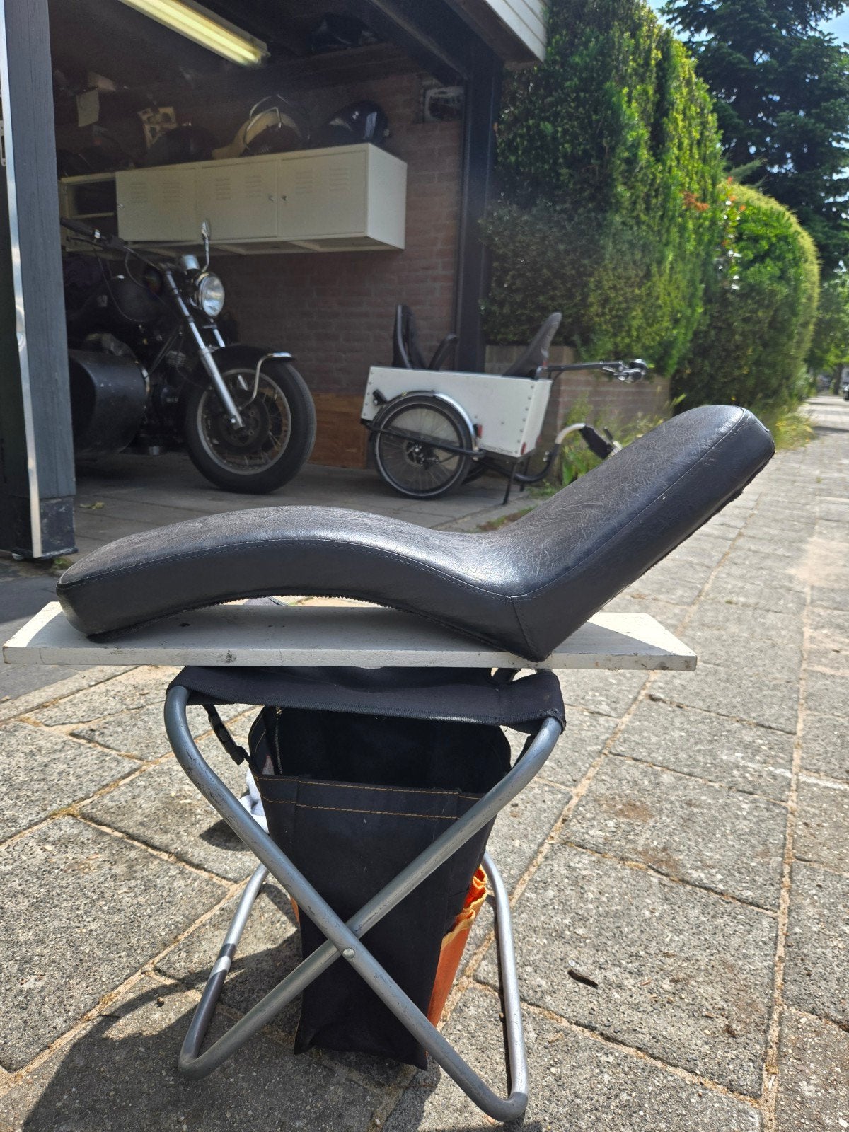 Motorfiets buddyseat leer, Ophalen of Verzenden, Gebruikt