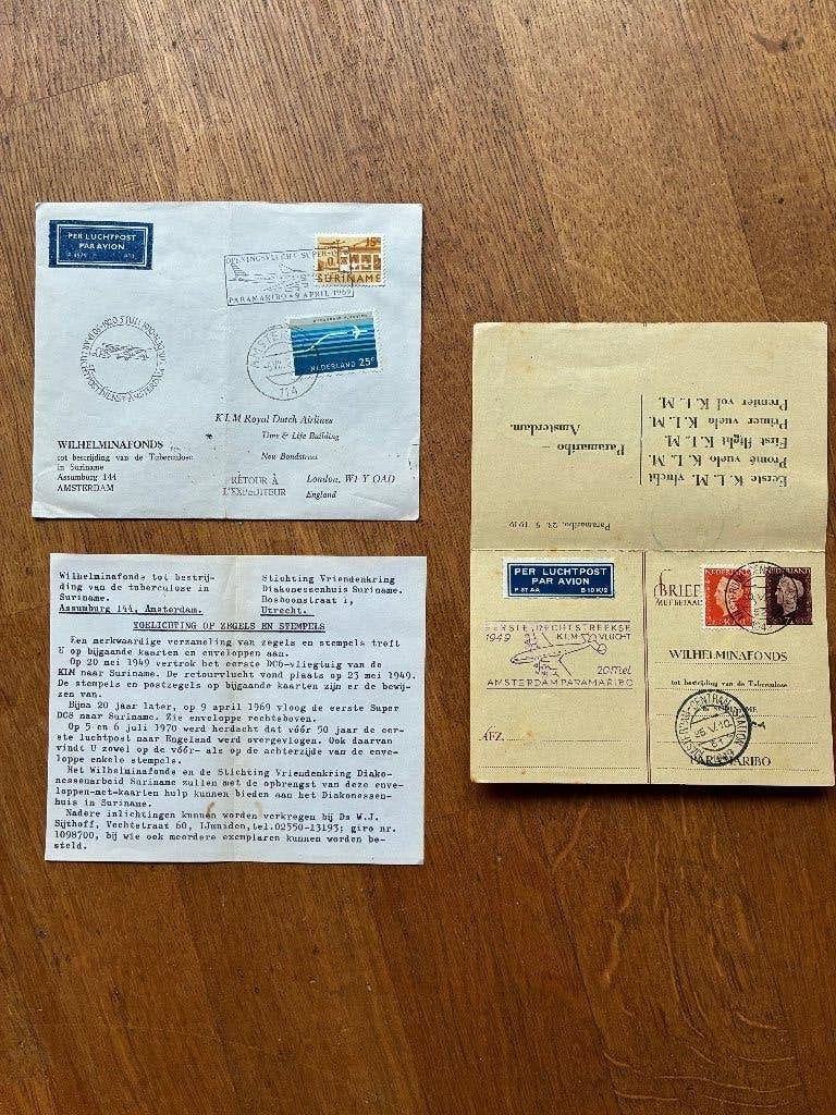 Eerste vlucht KLM Paramaribo-Ams DC6 1949, DC8 1969, Ophalen of Verzenden, Overige typen