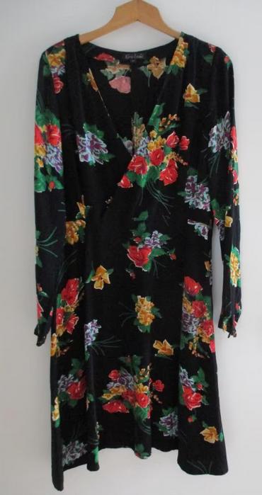 King Louie tricot bloemenjurk, maat M, Verzenden, Zwart, Zo goed als nieuw, Knielengte