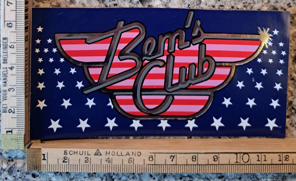 Vintage sticker BEM'S CLUB Amerikaanse Style sixties, Ophalen of Verzenden, Zo goed als nieuw