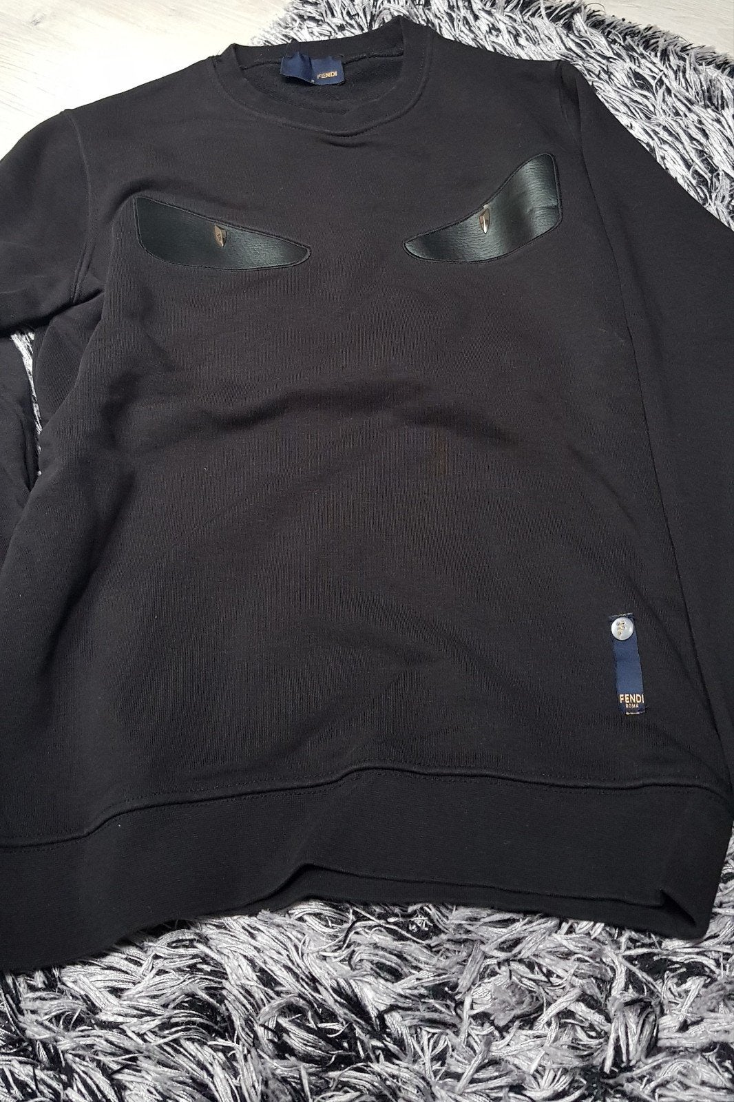 Fendi sweater bug bag eyes mt S zwart zgan, Zwart, Ophalen of Verzenden, Zo goed als nieuw, Fendi