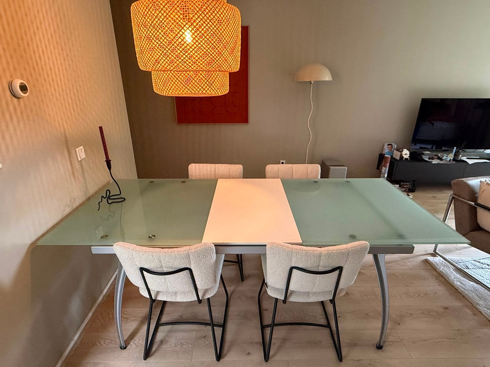 Verlengbare eettafel, Ophalen, Gebruikt, 50 tot 100 cm, Glas