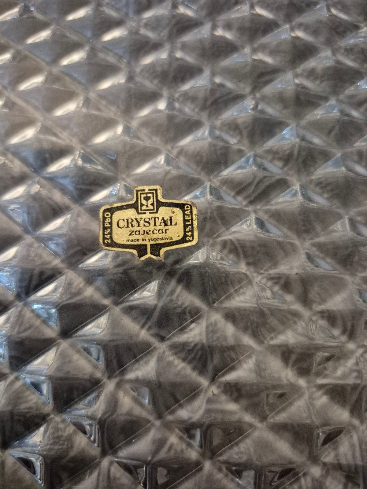 Vintage Kristal Zaječar Serveerschaal / Tray – 24% Loodkrist, Ophalen of Verzenden, Zo goed als nieuw, Kristal