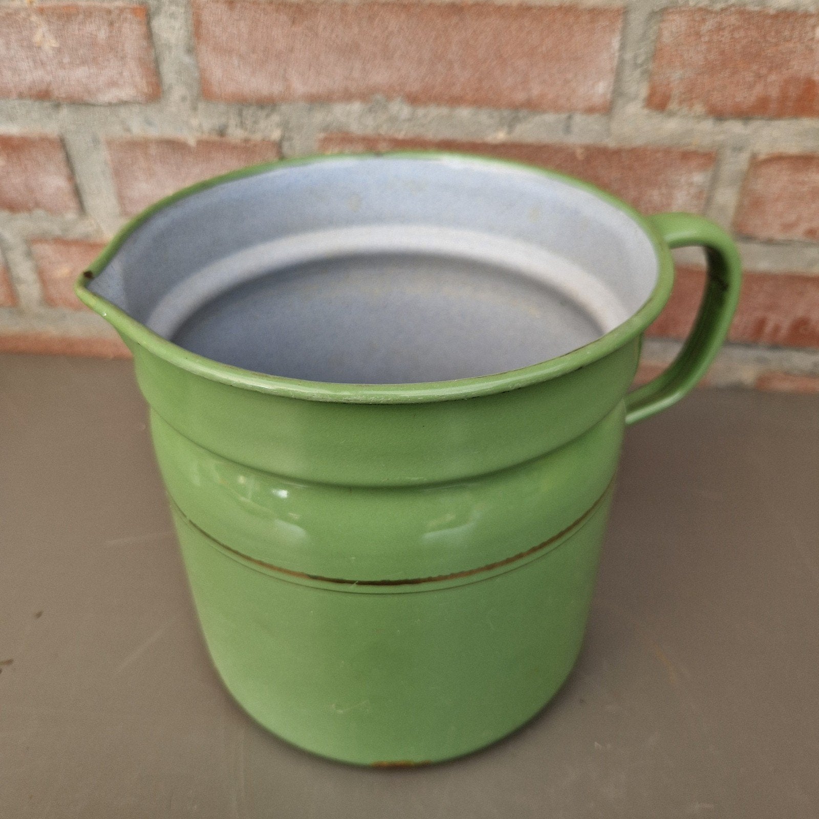 Vintage Groene Emaille Maatbeker/Kan, Antiek en Kunst, Antiek | Emaille, Ophalen of Verzenden
