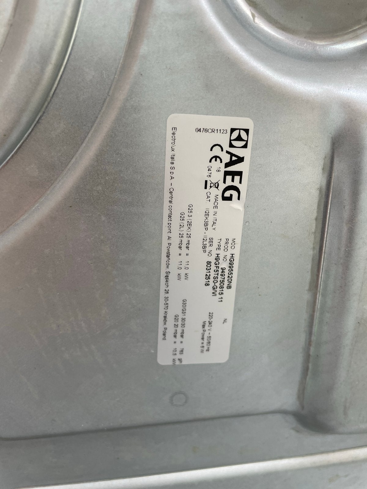 AEG HGB65200NB Gas kookplaat - Zwart glas - 4 branders, Ophalen, Gebruikt, 4 kookzones, Inbouw