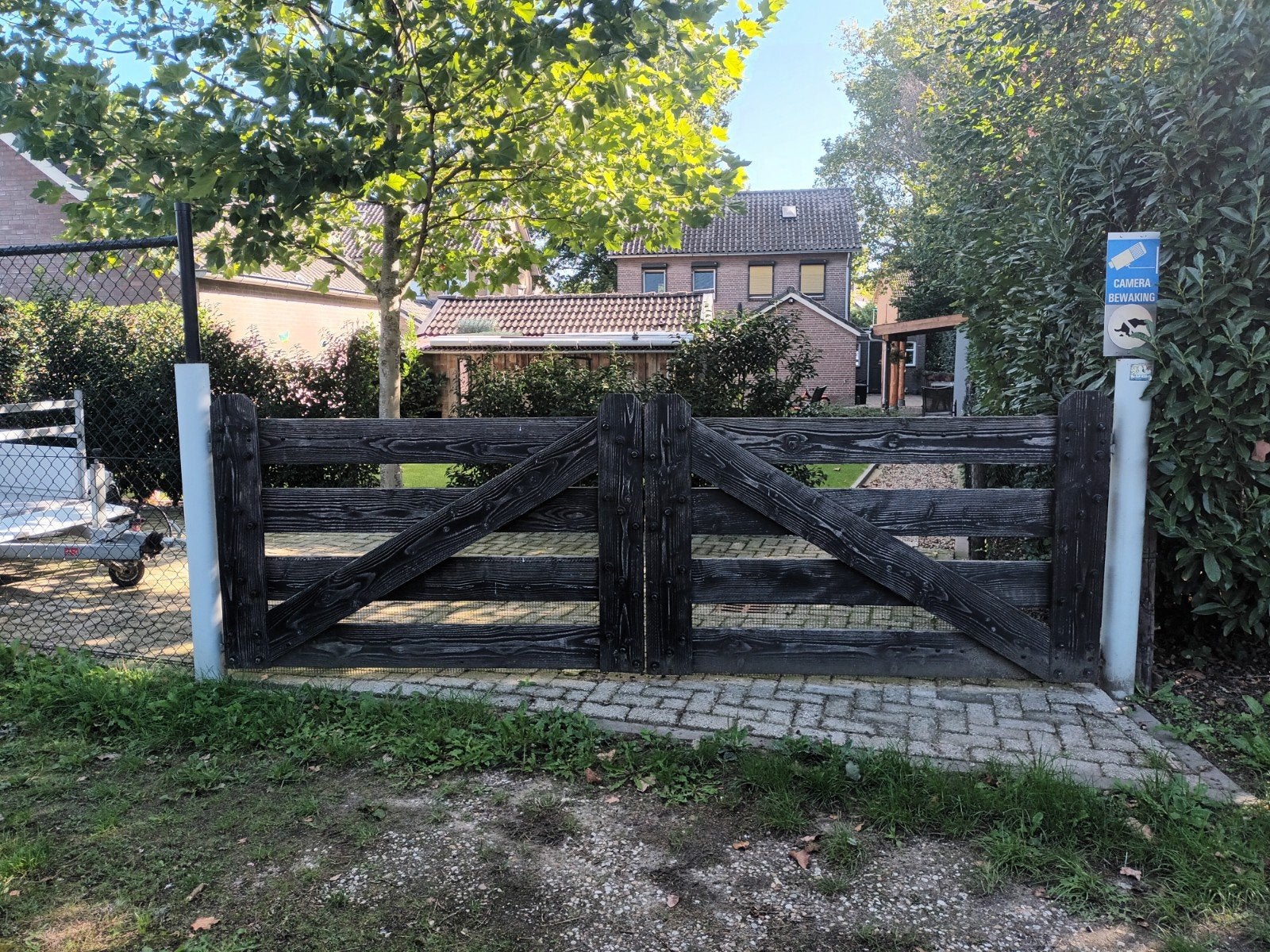 Poort Douglashout Rvs afmontage., Ophalen, Nieuw, IJzer, Tuinhek