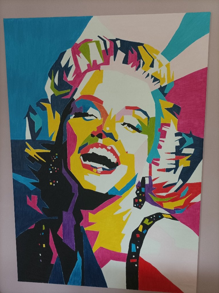 Schilderij Marilyn Monroe, Ophalen, 125 cm of meer, Zo goed als nieuw, Schilderij