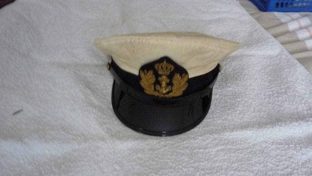Marine, Officier, pet, Hoofddeksel en Dundoek, Navy, Ophalen of Verzenden, Marine, Nederland, Helm of Baret