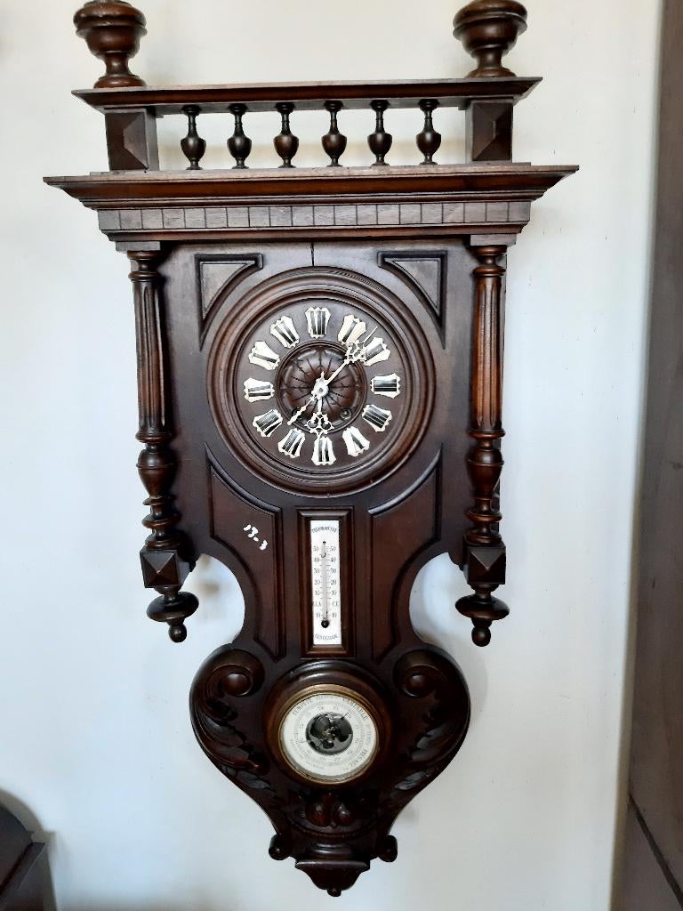 antieke franse wandklok,met thermometer/barometer, Antiek en Kunst, Antiek | Klokken, Ophalen of Verzenden