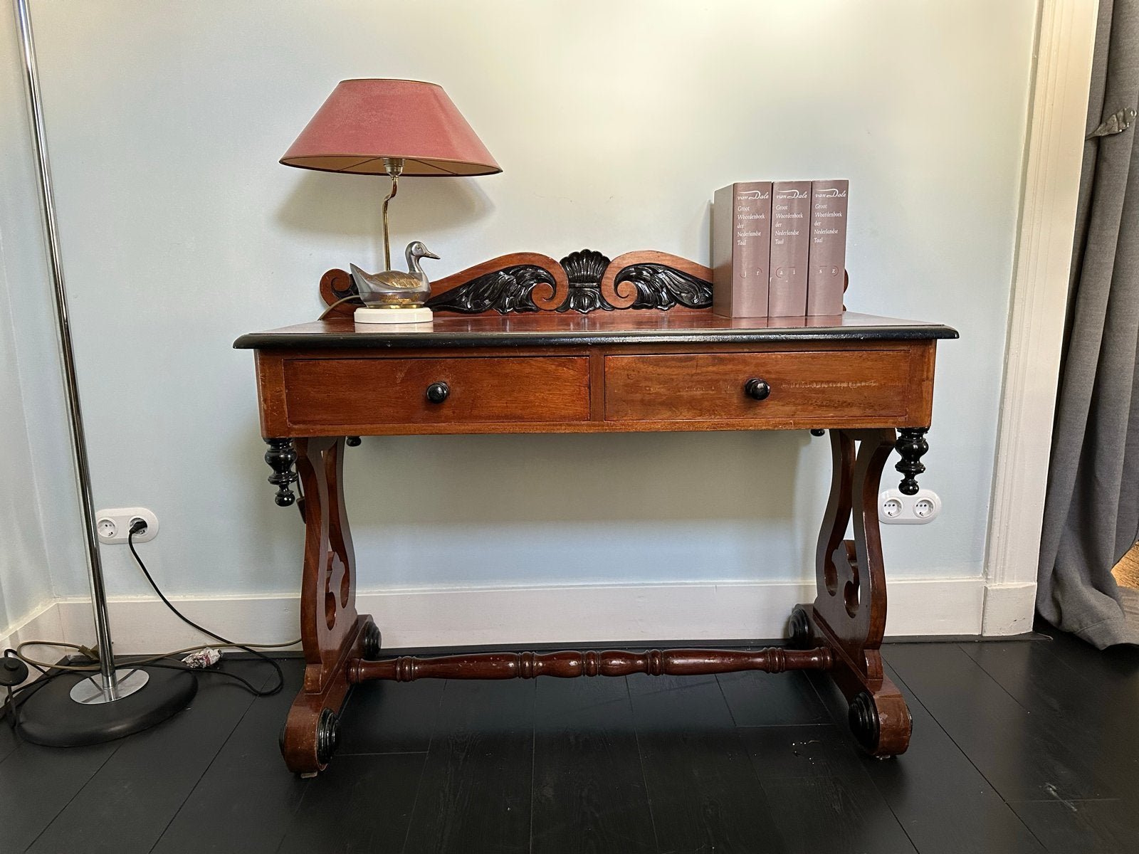 Antiek Trumeau Bureau/Sidetable met 2 Lades, Antiek en Kunst, Ophalen