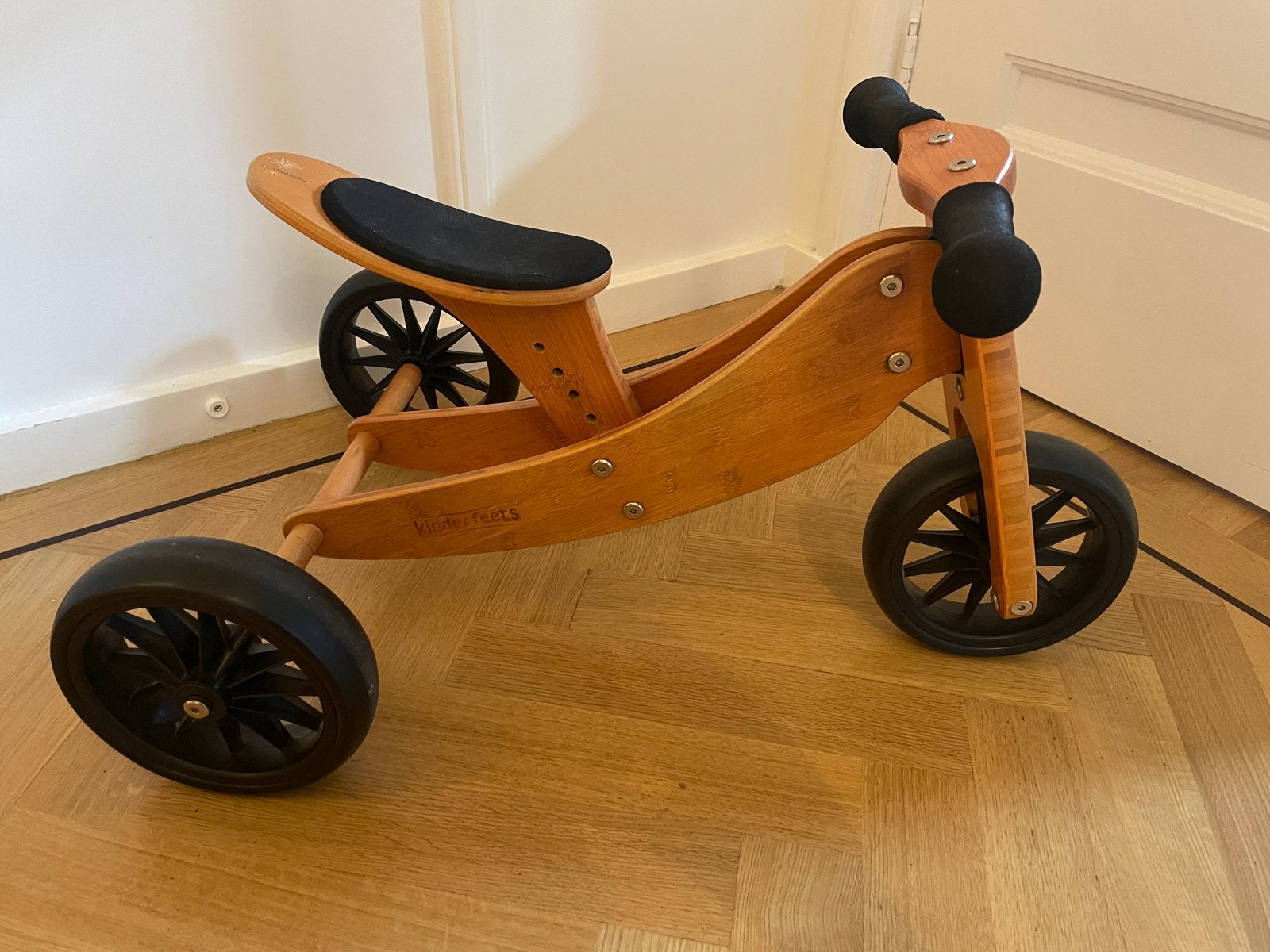 Kinderfeets Houten Loopfiets/Driewieler - Bamboe, Ophalen, Zo goed als nieuw, Loopfiets