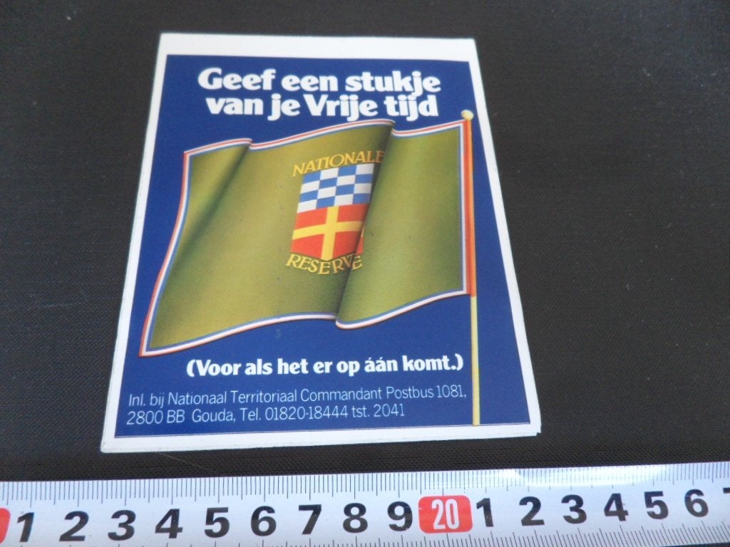 sticker leger landmacht natres geef een stukje vrije tijd, Verzamelen, Ophalen, Zo goed als nieuw