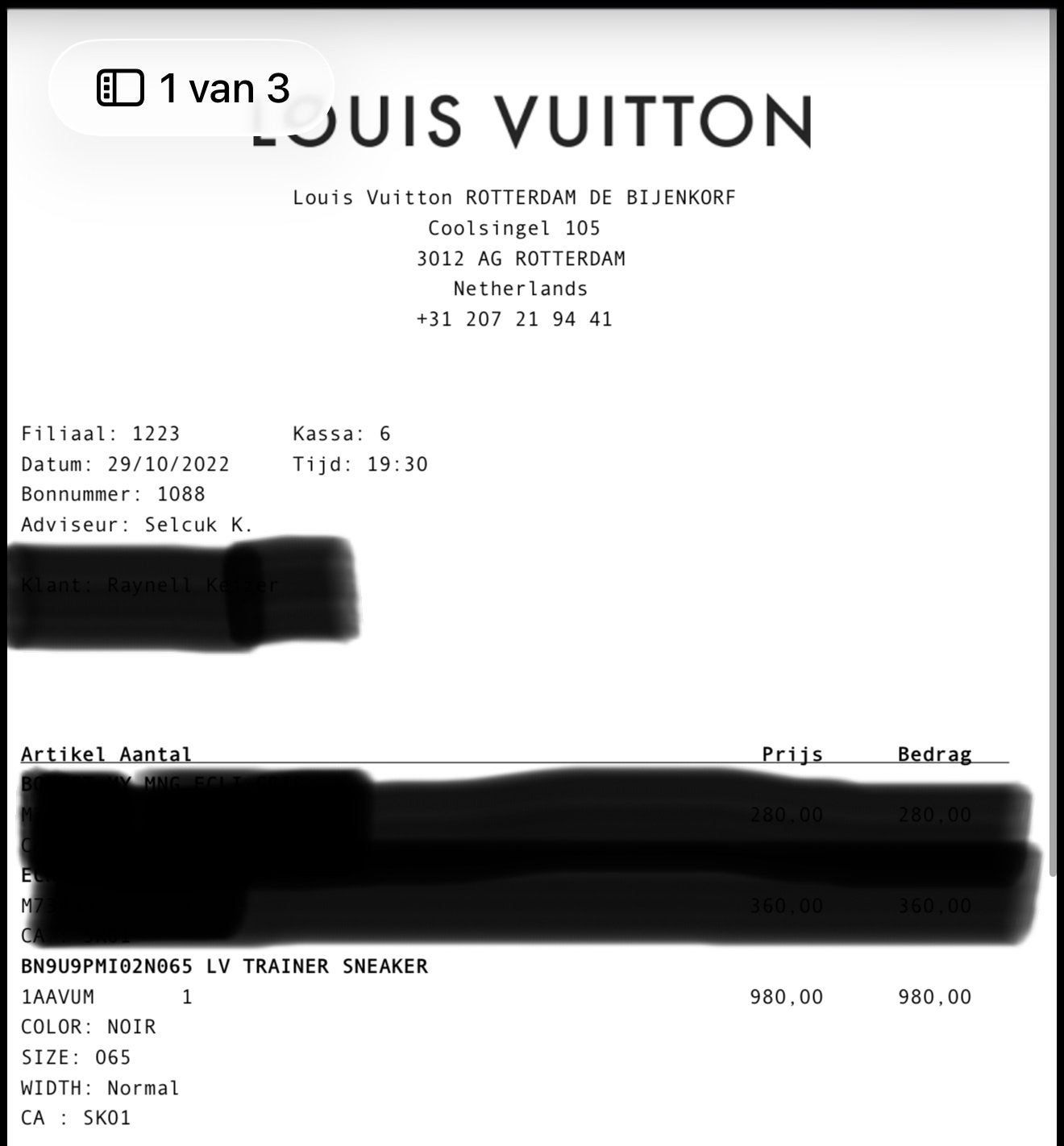 Lv trainers, Kleding | Heren, Schoenen, Wit, Ophalen of Verzenden, Sneakers of Gympen, Zo goed als nieuw
