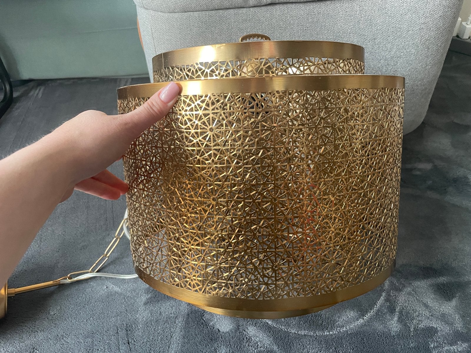 Plafondlamp Messing Goud Arabisch Design Verstelbaar, Ophalen, Zo goed als nieuw, Metaal, 50 tot 75 cm