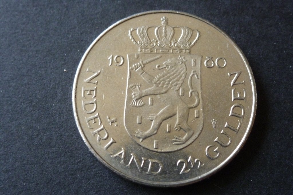 Juliana - prachtige 2,5 gulden 1980 dubbelkop p (6535 11, Postzegels en Munten, Munten | Nederland, Ophalen of Verzenden, Koningin Juliana
