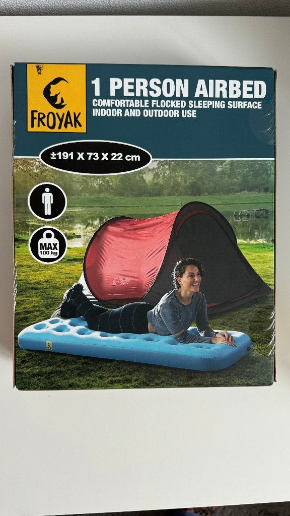 Froyak 1 persoon luchtbed 73 x 191 cm, airbed, Ophalen of Verzenden, Zo goed als nieuw, 1-persoons