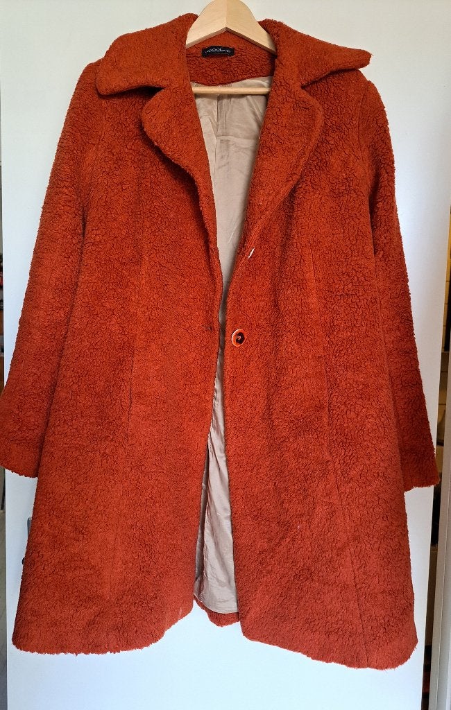 Roestbruine / warm Oranje Winterjas - XL, Kleding | Dames, Jassen | Winter, Verzenden, Maat 42/44 (L), Oranje, Zo goed als nieuw