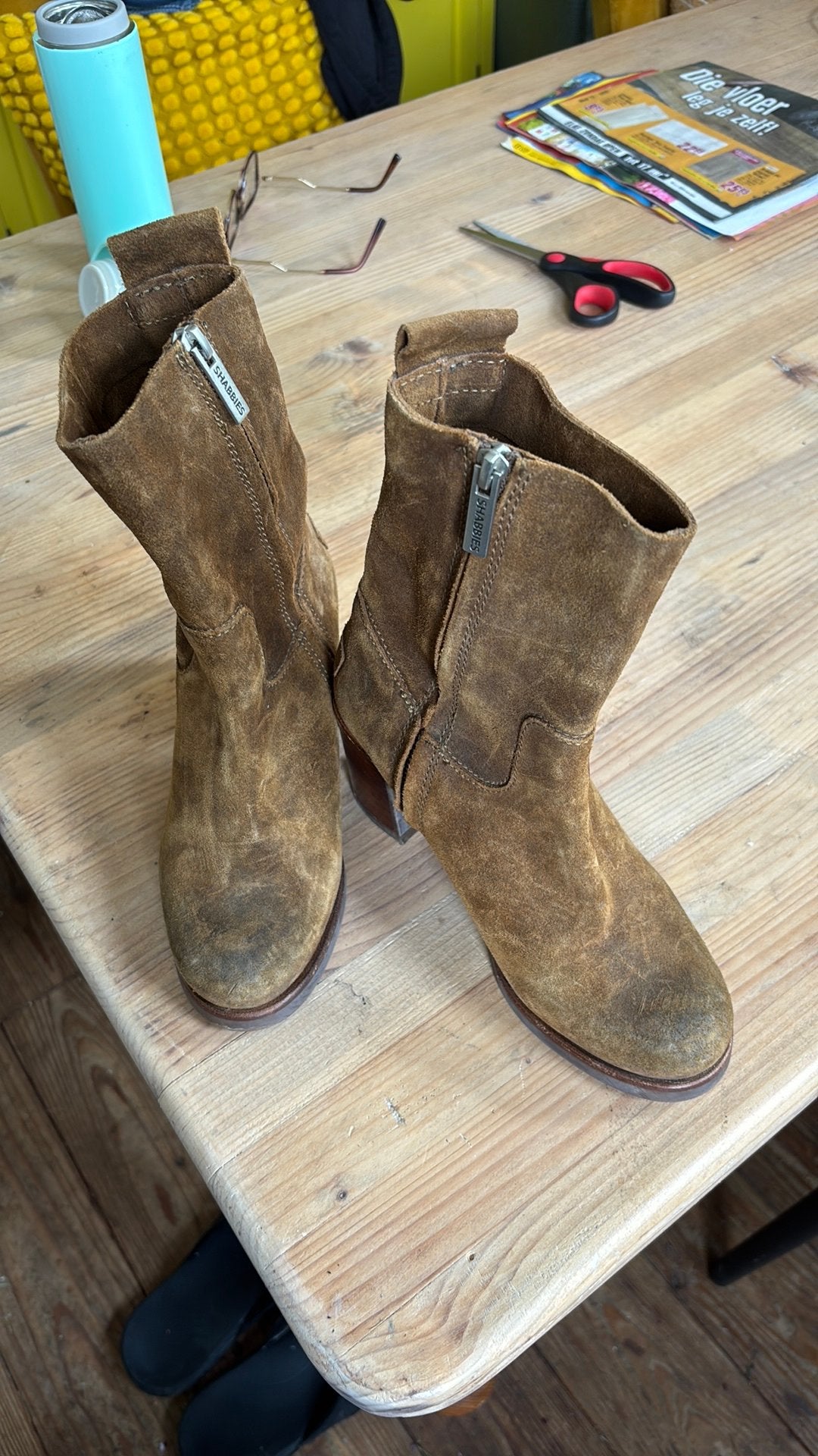 Shabbies 36 bruin verweere suede, Hoge laarzen, Bruin, Ophalen of Verzenden, Zo goed als nieuw