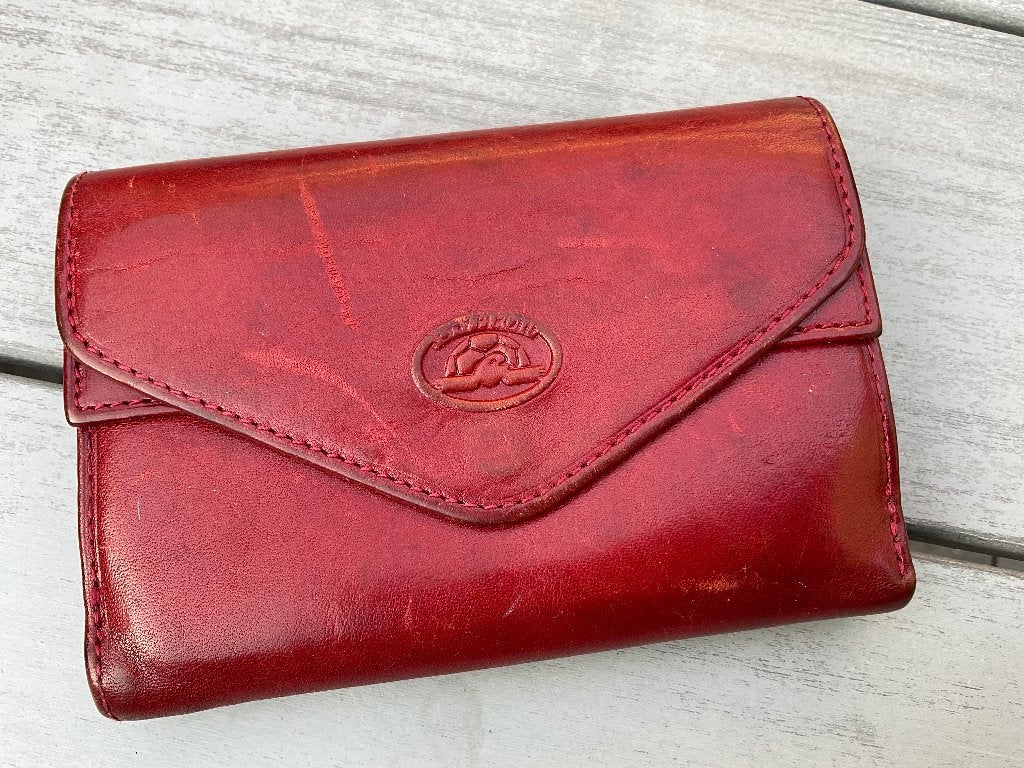 Rode lederen portemonnee, Italiaans (Tony Perotti), Sieraden, Tassen en Uiterlijk, Overige merken, Gebruikt, Verzenden, Leer