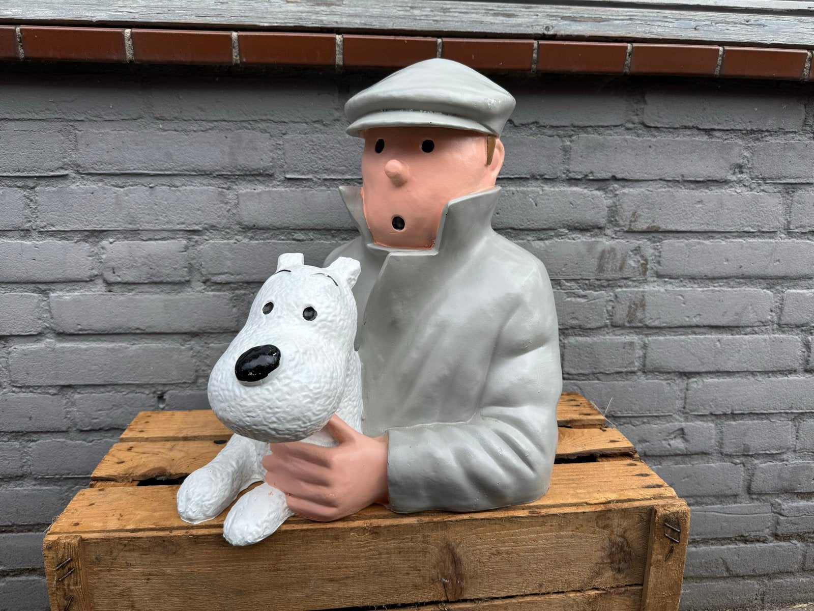 Kuifje en Bobbie beeld - Decoratief figuur, Ophalen, Gebruikt