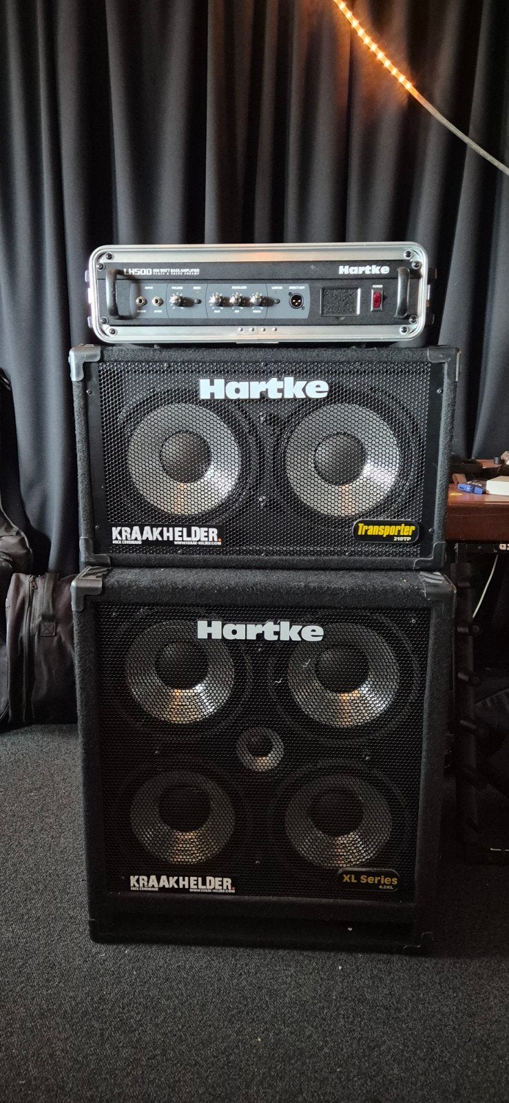 Hartke LH500 basversterker met 2 cabinets, Ophalen, Gebruikt, Basgitaar, 100 watt of meer