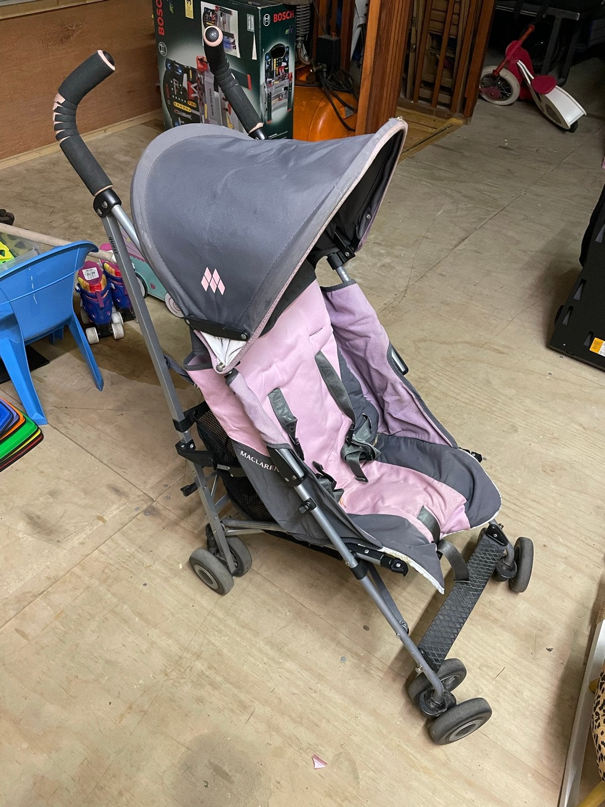 Maclaren buggy - roze/grijs - gebruikt, Ophalen of Verzenden, Gebruikt, Maclaren, Verstelbare rugleuning