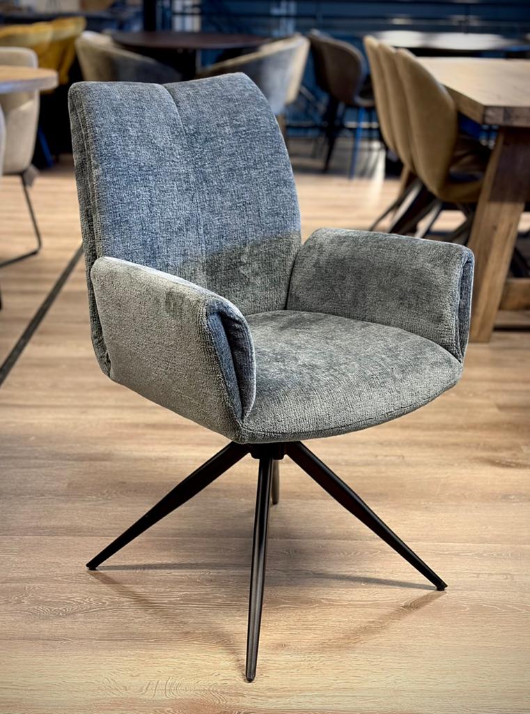 Luxe stoelen in donker grijs antraciet met draaiende zit, Ophalen, Nieuw, Vijf, Zes of meer stoelen, Industrieel landelijk modern japandi kantoor eetkamerstoelen
