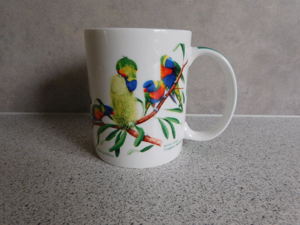 Mok Fine Bone China Lorikeet by Nathalie Parker Ashdene, Overige merken, Ophalen of Verzenden, Zo goed als nieuw, Overige stijlen