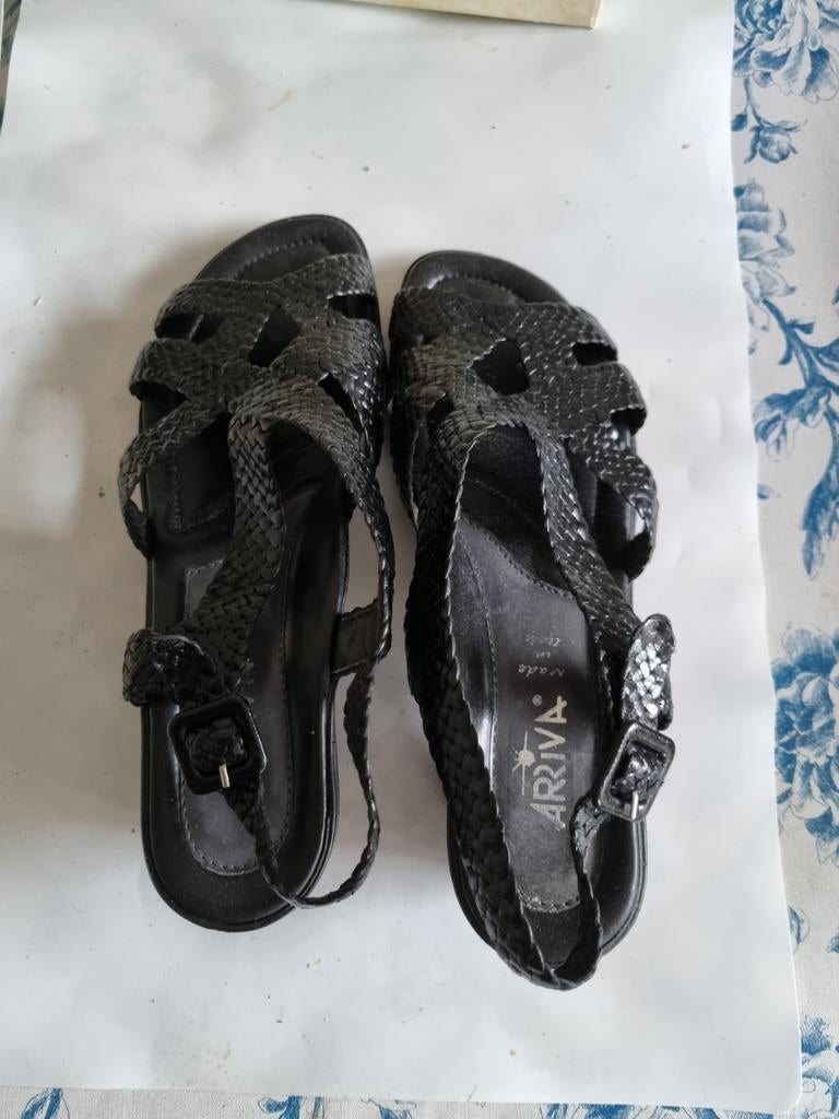 Zwarte gevlochten sandalen met hakje - Maat 39, Zwart, Gedragen, Ariva, Sandalen of Muiltjes