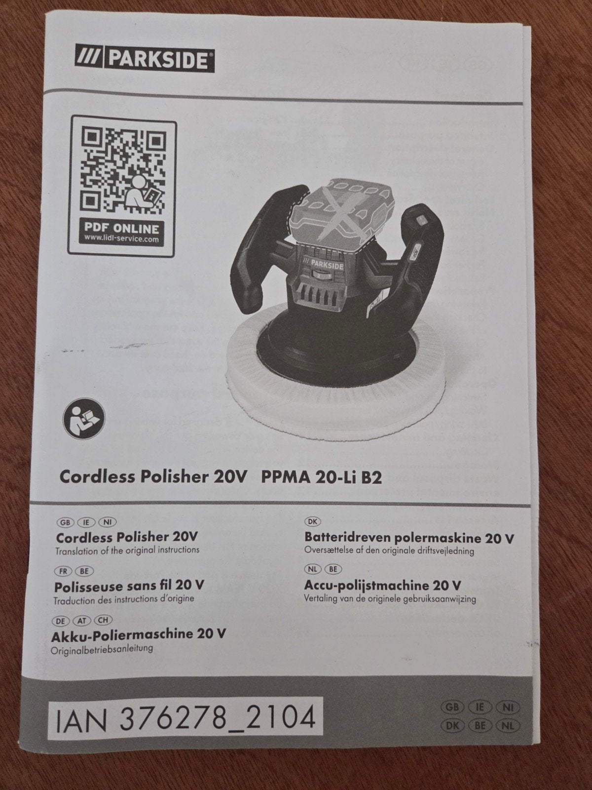 Parkside Accu-polijstmachine 20V PPMA 20-Li B2, Ophalen of Verzenden, Zo goed als nieuw, Minder dan 600 watt, Overige typen