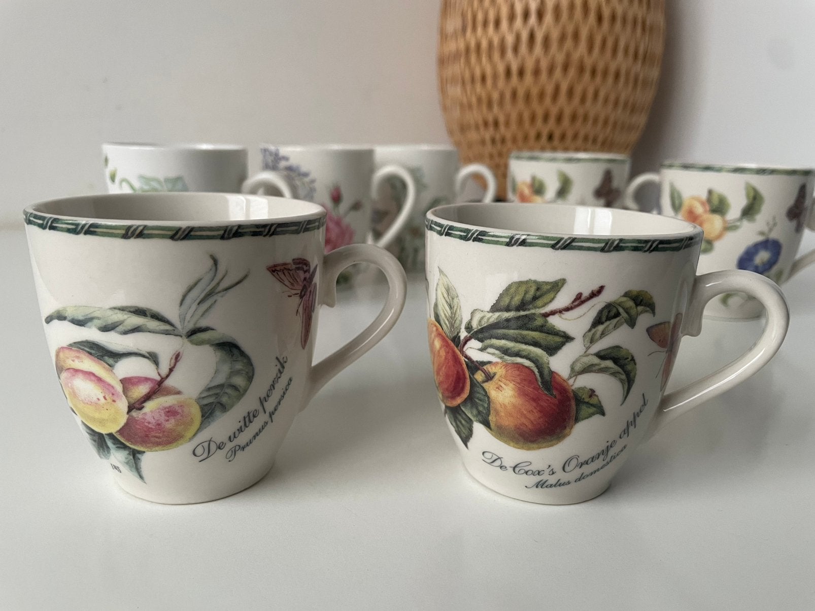 Janneke Brinkman Botania - mokken - set van 2 - perzik&appel, Huis en Inrichting, Keuken | Servies, Ophalen of Verzenden, Zo goed als nieuw