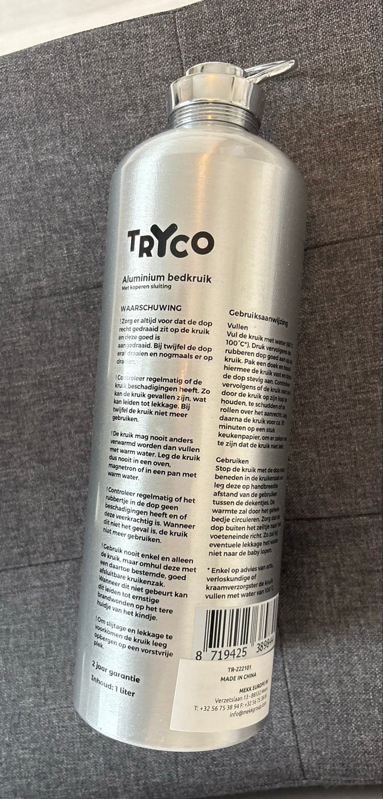 Tryco Aluminium Bedkruik - 1 Liter, Overige typen, Ophalen of Verzenden, Metaal, Overige merken