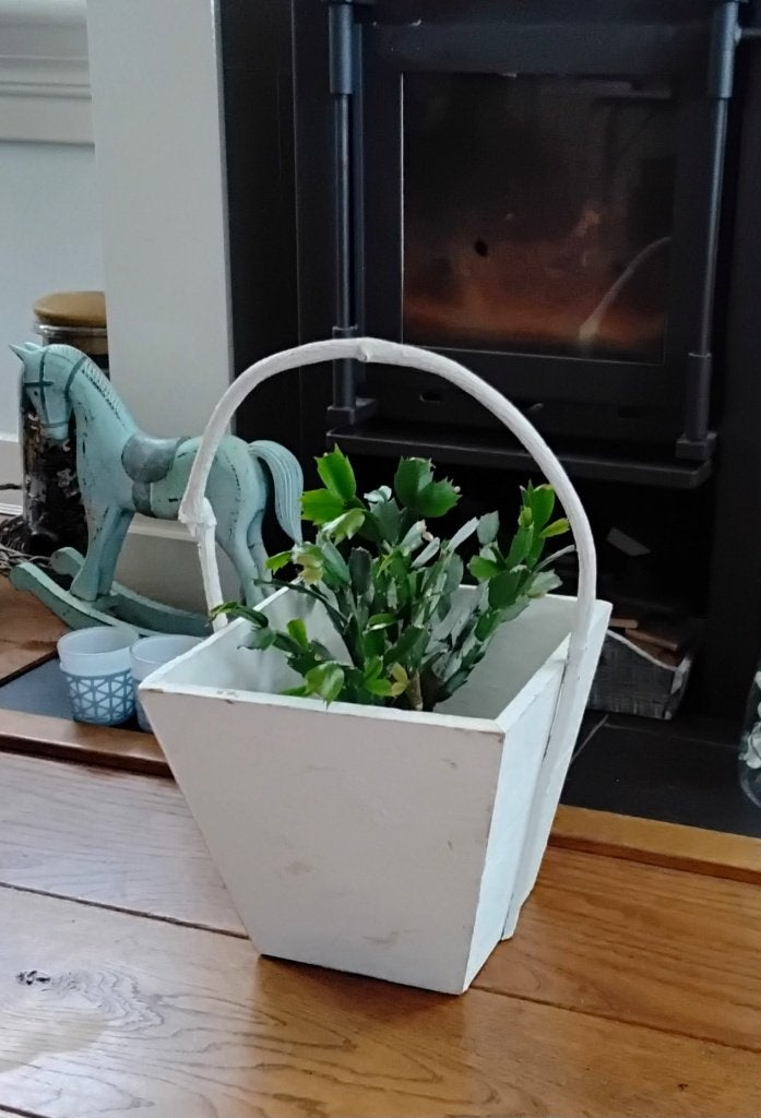 Brocante houten mand hengselmand plukmand - landelijk, Ophalen of Verzenden