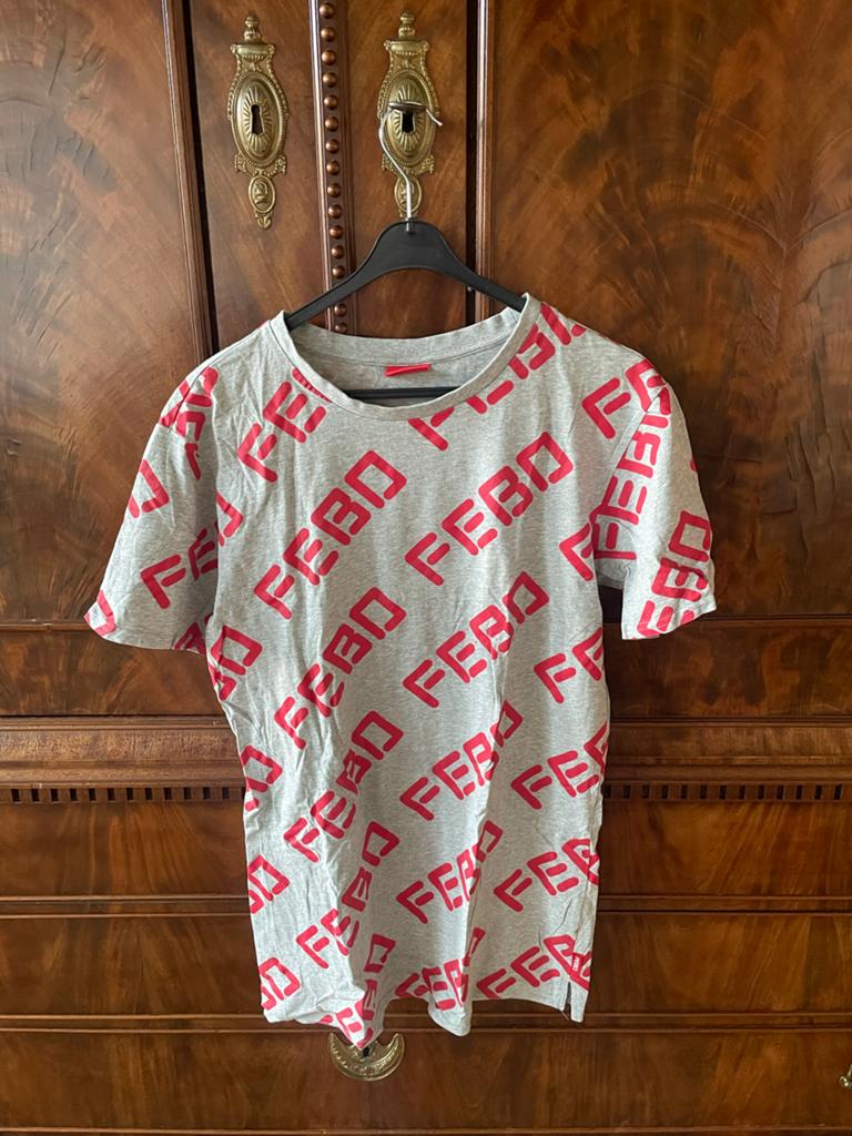 Febo Collectors Item T-shirt Maat S - Uniek Design, Ophalen of Verzenden, Zo goed als nieuw, Maat 46 (S) of kleiner, Grijs