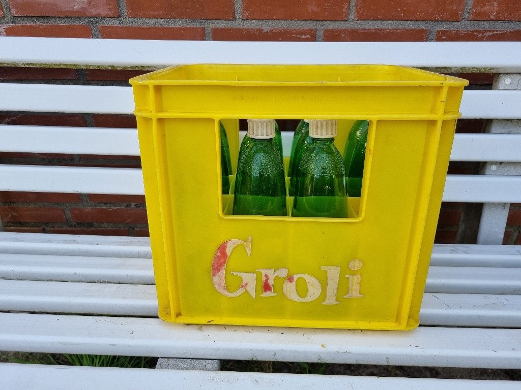 Groli krat met limonadeflessen, Ophalen, Gebruikt, Flesje(s), Grolsch