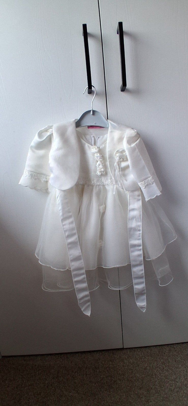 Wit babyjurkje / doopjurk met bolero en mutsje, Ophalen of Verzenden, Gebruikt, Meisje