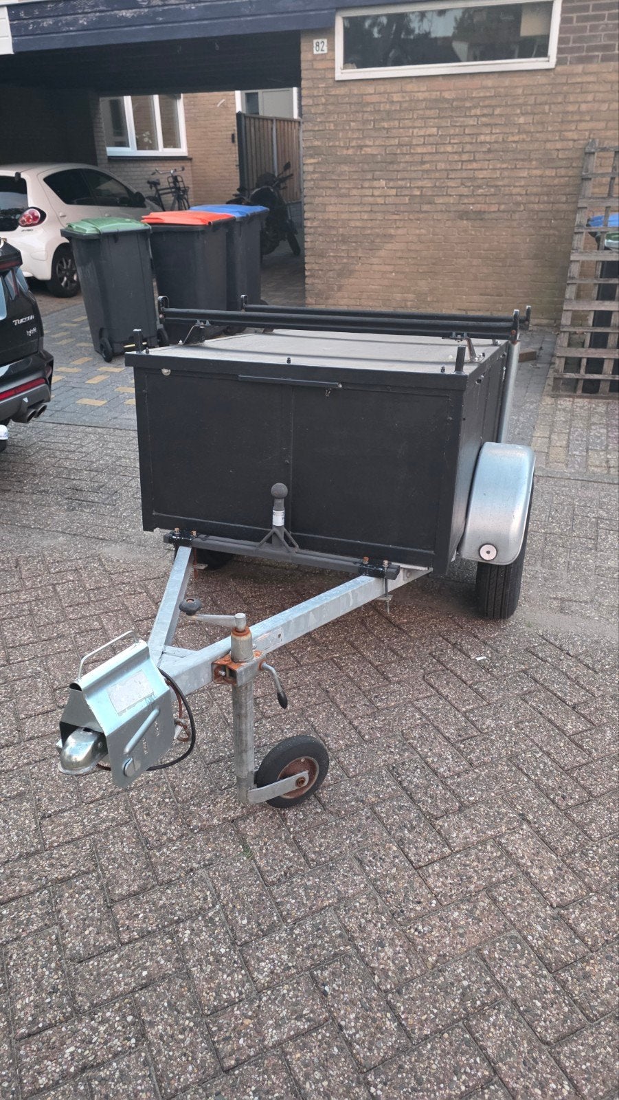 Compacte aanhanger met deksel en imperiaal, Auto diversen, Aanhangers en Bagagewagens, Ophalen, Gebruikt
