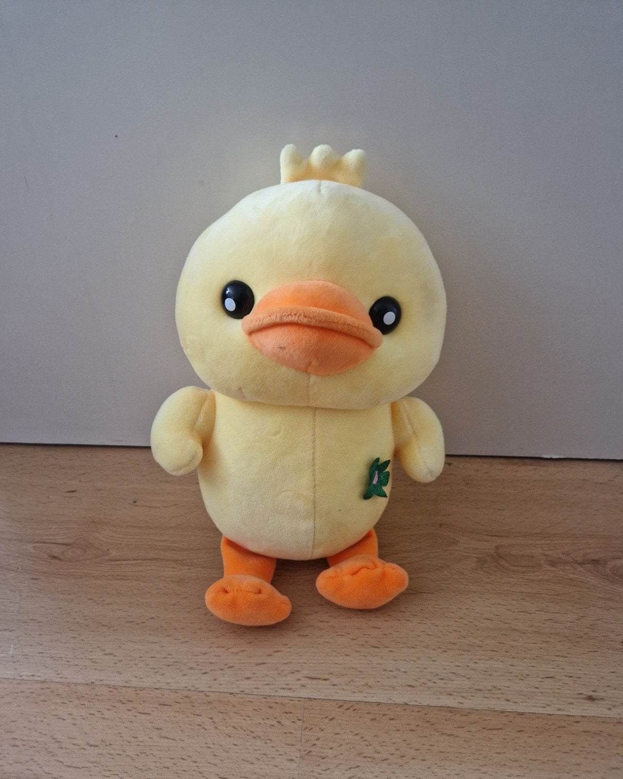 knuffel eend kawaii plush pluche kuiken baby geel bloem, Ophalen of Verzenden, Zo goed als nieuw, Eend