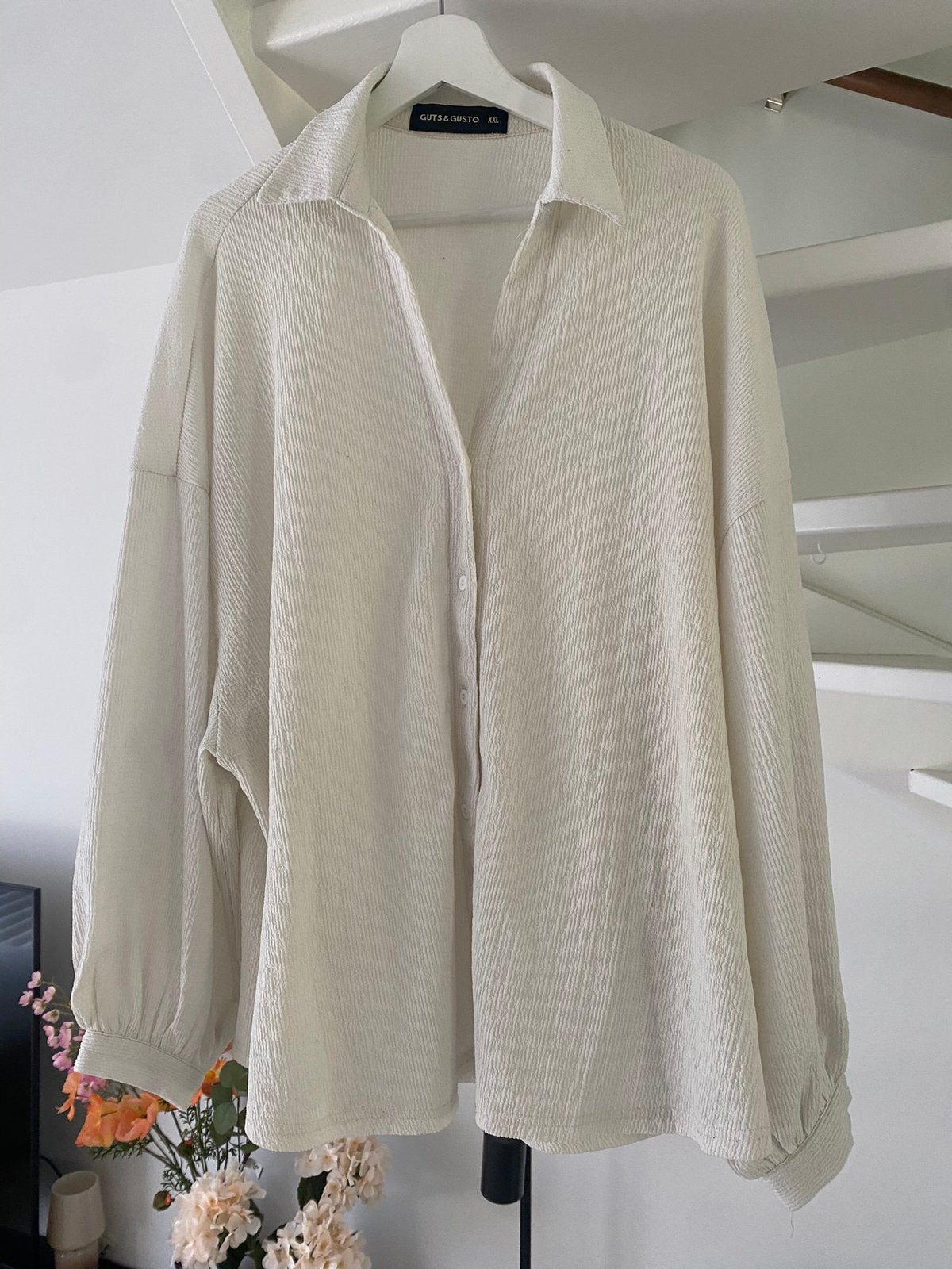 Crème kleurige oversized blouse Guts&Gusto, Ophalen of Verzenden, Zo goed als nieuw, Maat 46/48 (XL) of groter, Beige