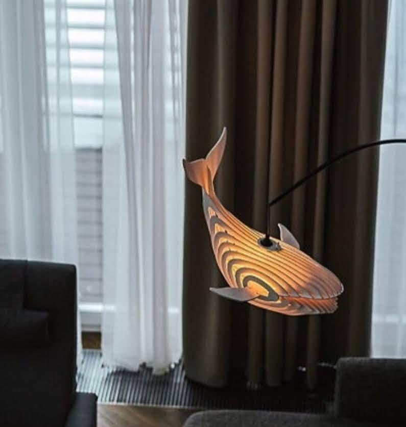 Natuurlijke Walvis Lamp thuis kantoor kinderkamer led hout, Ophalen of Verzenden, Nieuw, Hout, Minder dan 50 cm