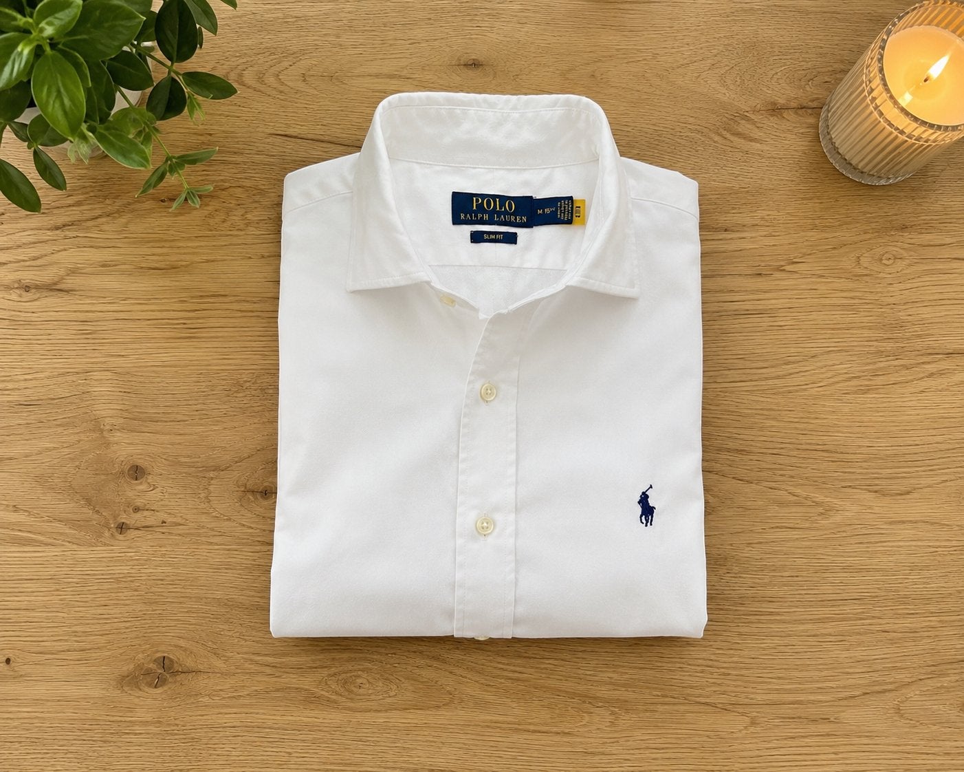 Polo Ralph Lauren Slim Fit overhemd wit - Maat M, Ophalen of Verzenden, Zo goed als nieuw, Wit, Halswijdte 39/40 (M)