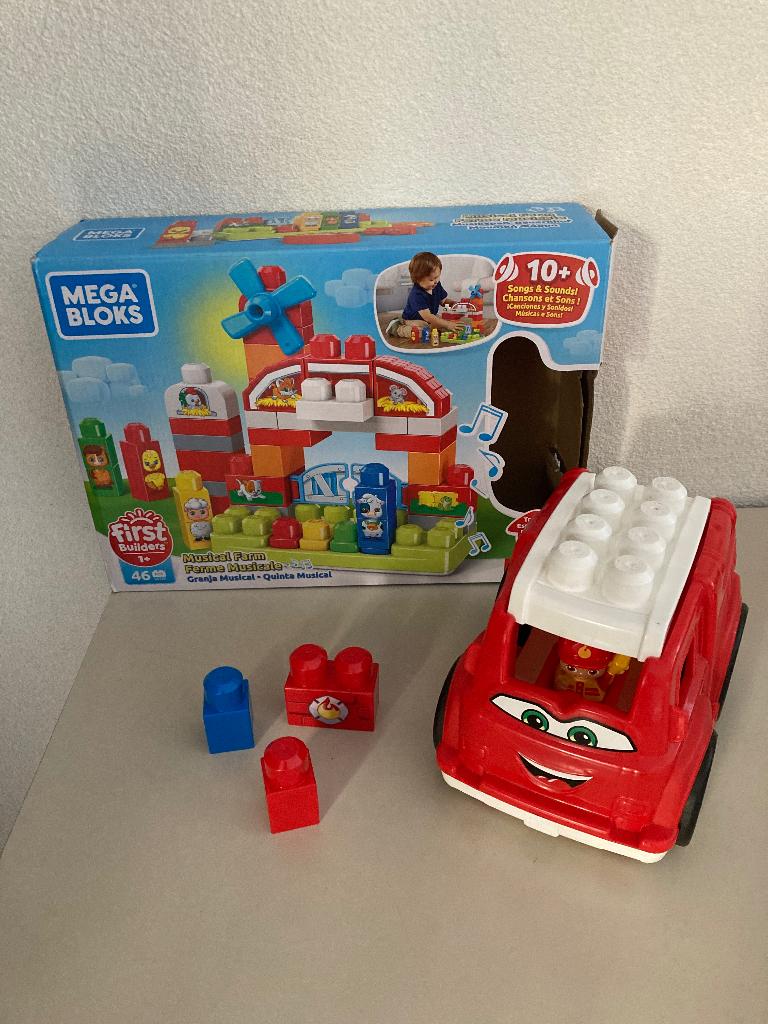 Mega Bloks brandweerwagen Fisher Price, Ophalen of Verzenden, Zo goed als nieuw, Auto, Met geluid
