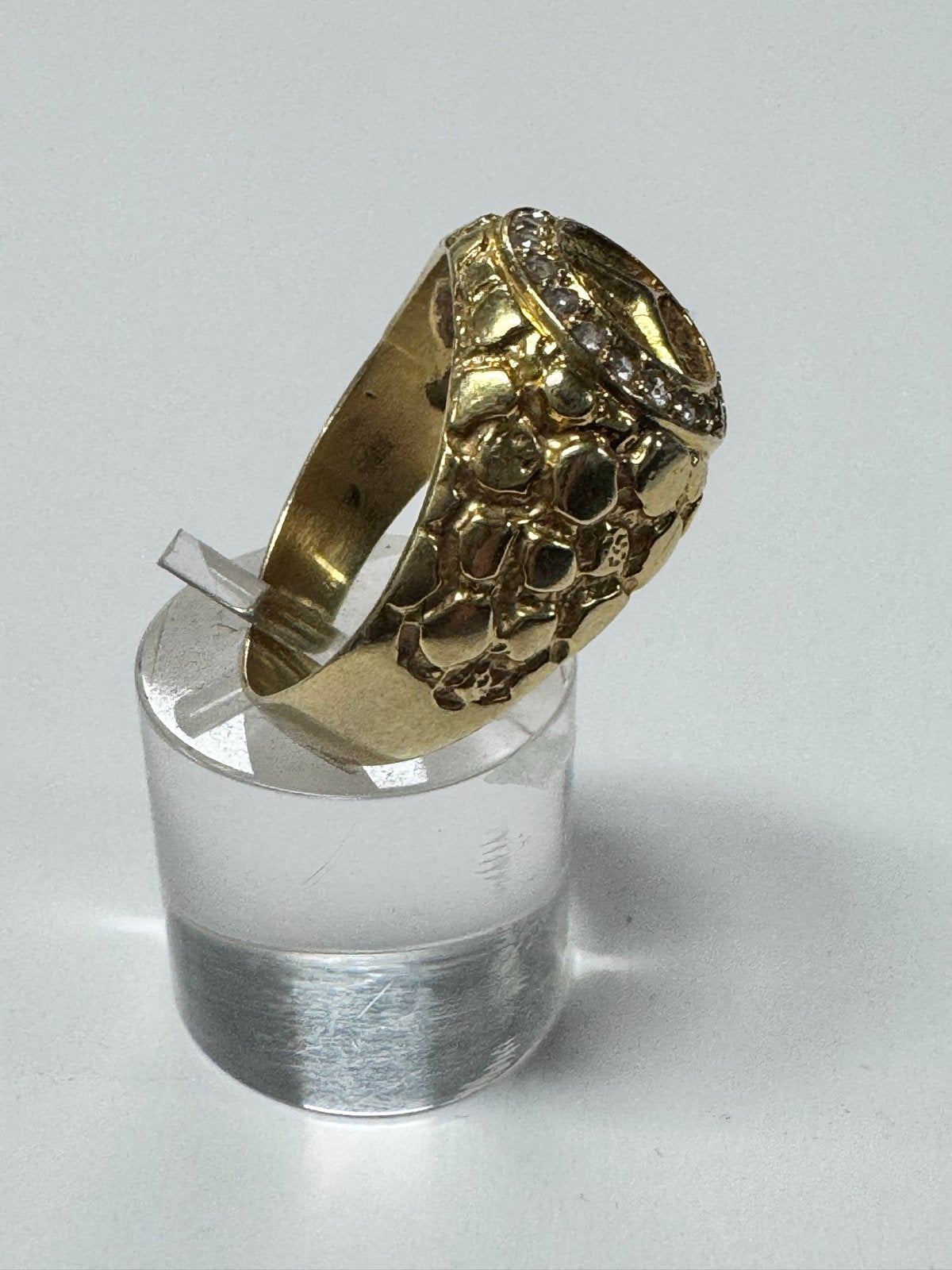 14kt Gouden Ring met Zirkonia en Mercedes Ster - Maat 20, Met kristal, 20 of groter, Heer, Ophalen of Verzenden