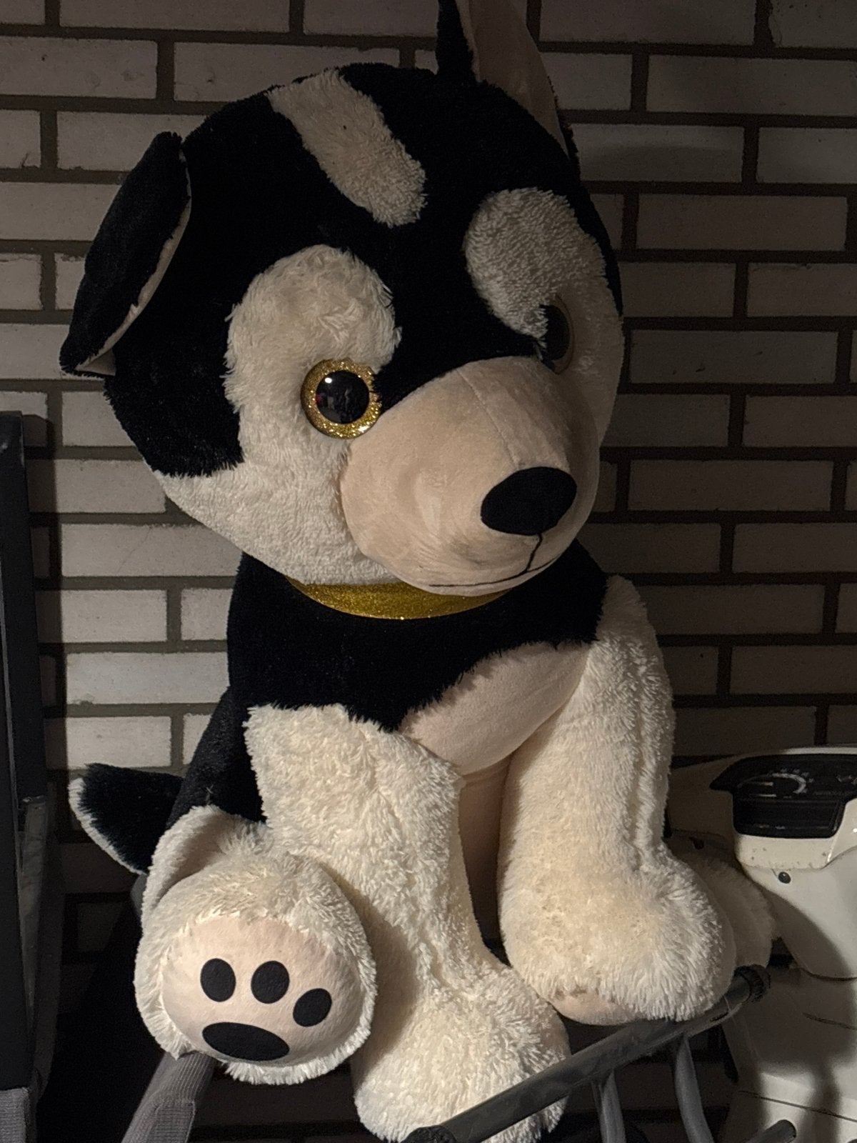 Grote knuffel hond - Zwart/Wit, Ophalen, Hond, Zo goed als nieuw, Meerkleurig