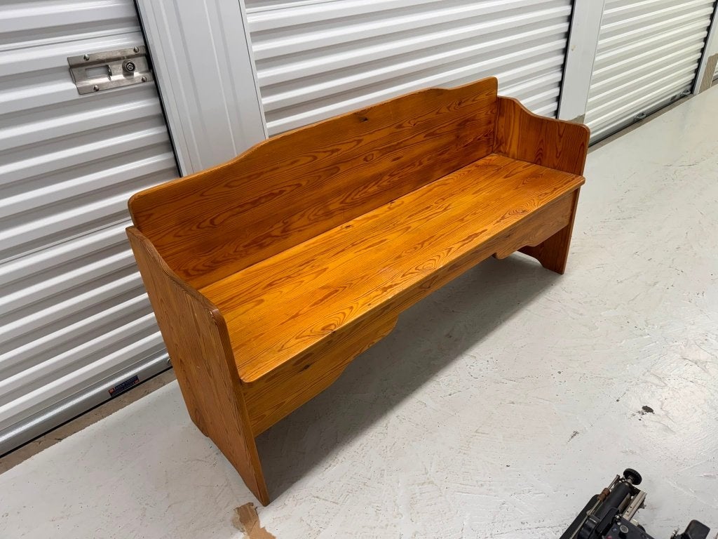 antieke houten bank, Ophalen